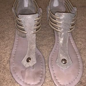Wedged Silver Sandals